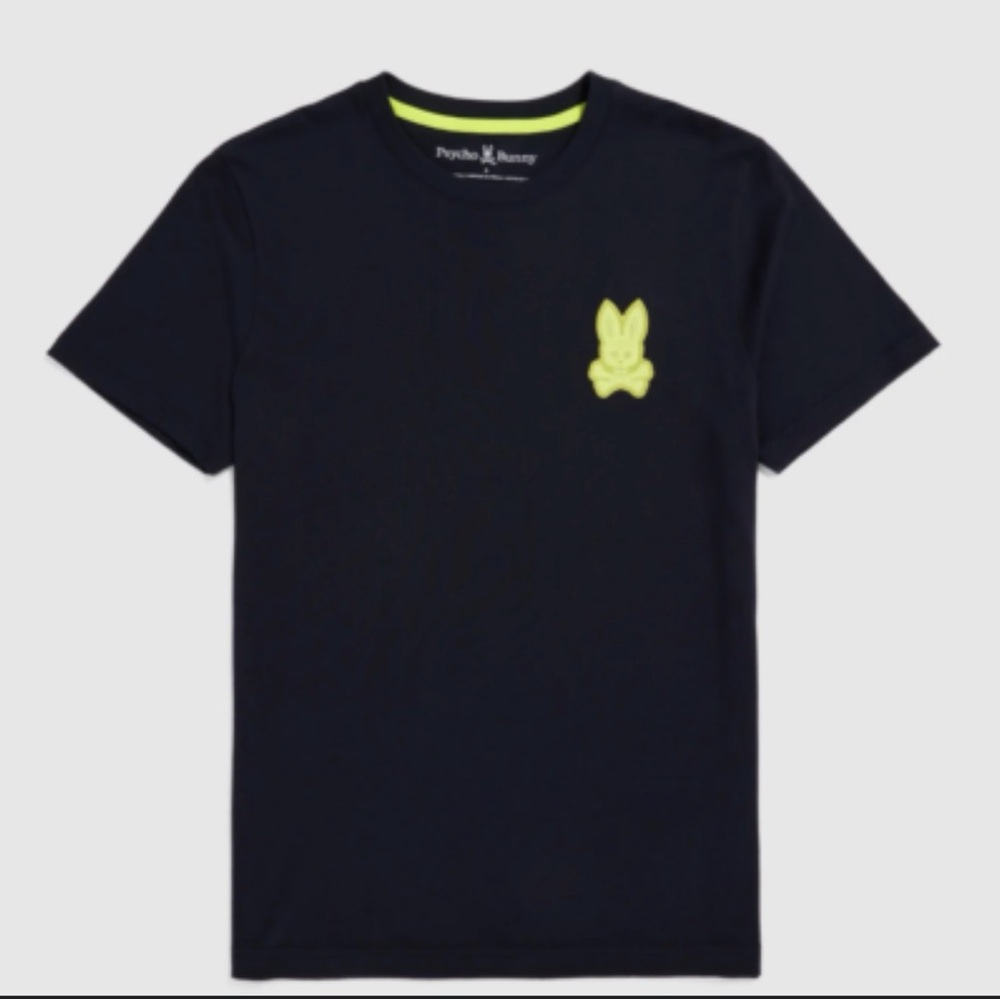 Psycho Bunny very dark navy  T-Shirt with Neon Yellow Logo